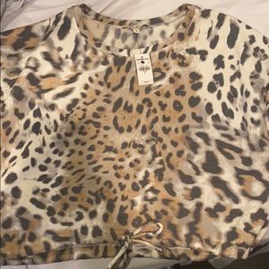 Express leopard cropped hoodie